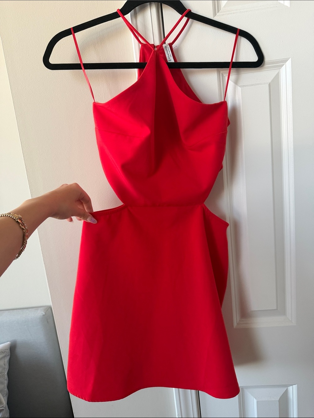 stradivarius Red Mini Dress with Double Halter Straps